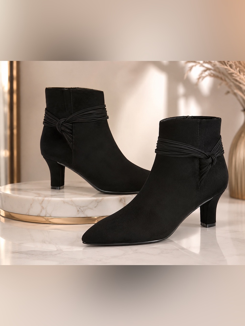 🖤 East 5th Mander Women's Black Knot-Detail Dress Ankle Booties (Size 11M) ✨